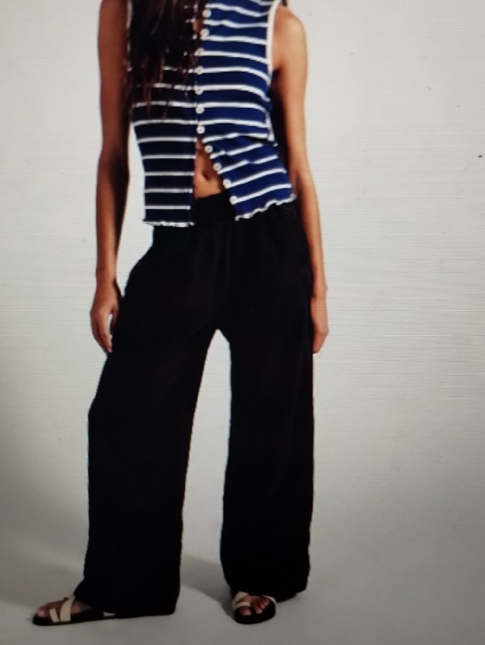 Free People Day's End Linen Pull On Pants Black S